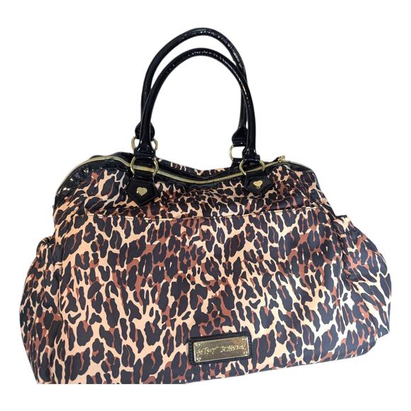 Betsey Johnson Large Utility Diaper Bag Cheetah Punk Natural BR99775